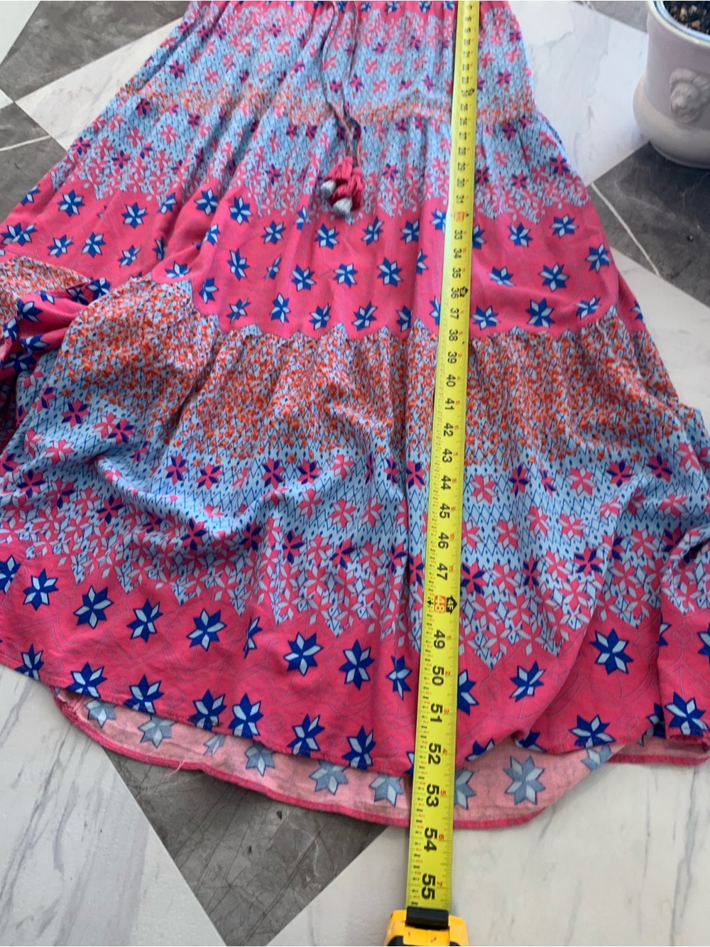 easel Pink and Blue Boho Maxi Dress - Picture 6 of 7